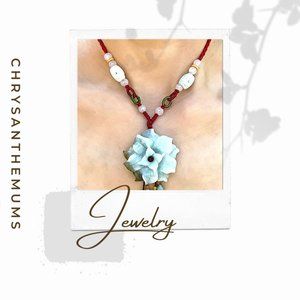 Chrysanthemum Flower Jade Necklace Pendant